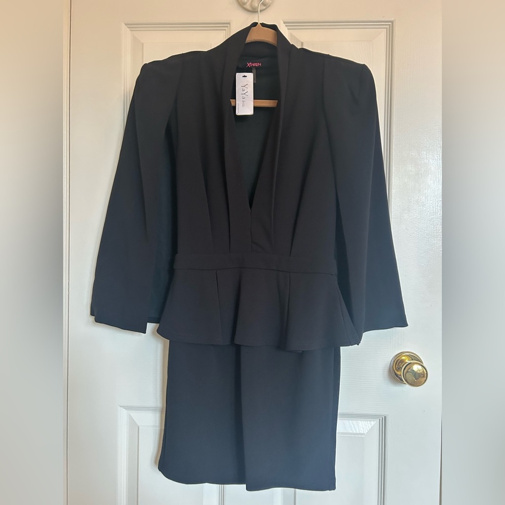 Elegant Black Peplum Blazer Dress